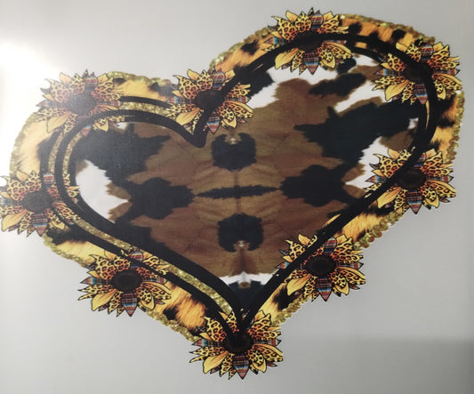 Cowhide Sunflower Heart Transfer