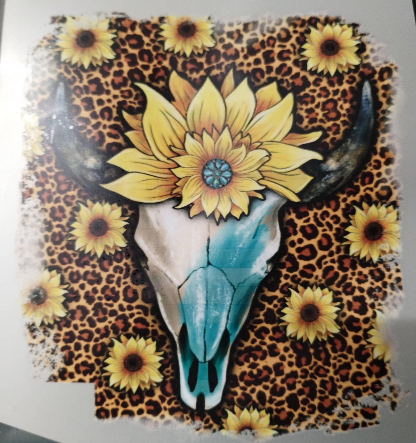 Sunflower Leopard Skull Transfer