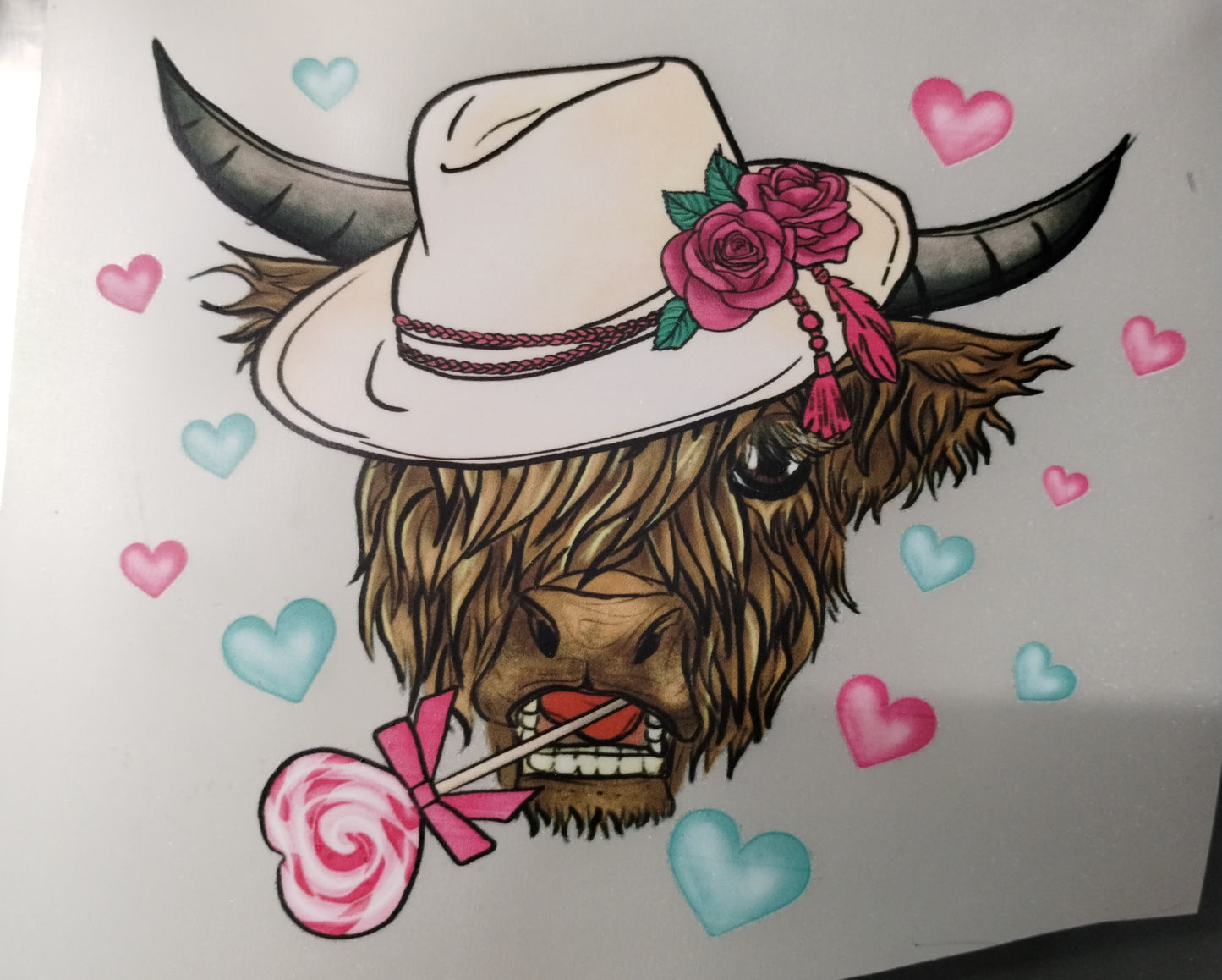 Highland Cow Valentine Transfer