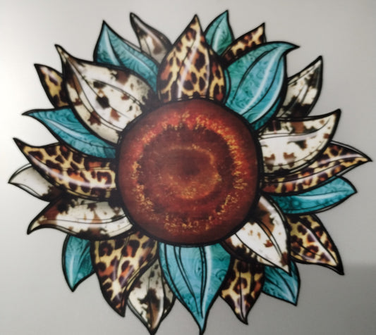 Turquoise Sunflower Transfer