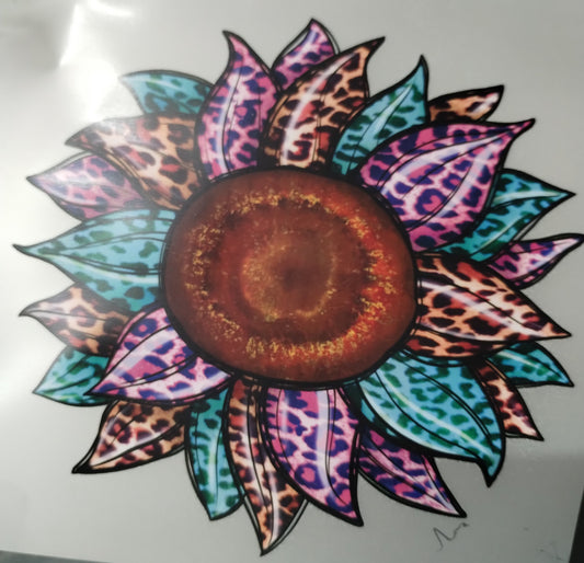 Purple Leopard Sunflower Transfer