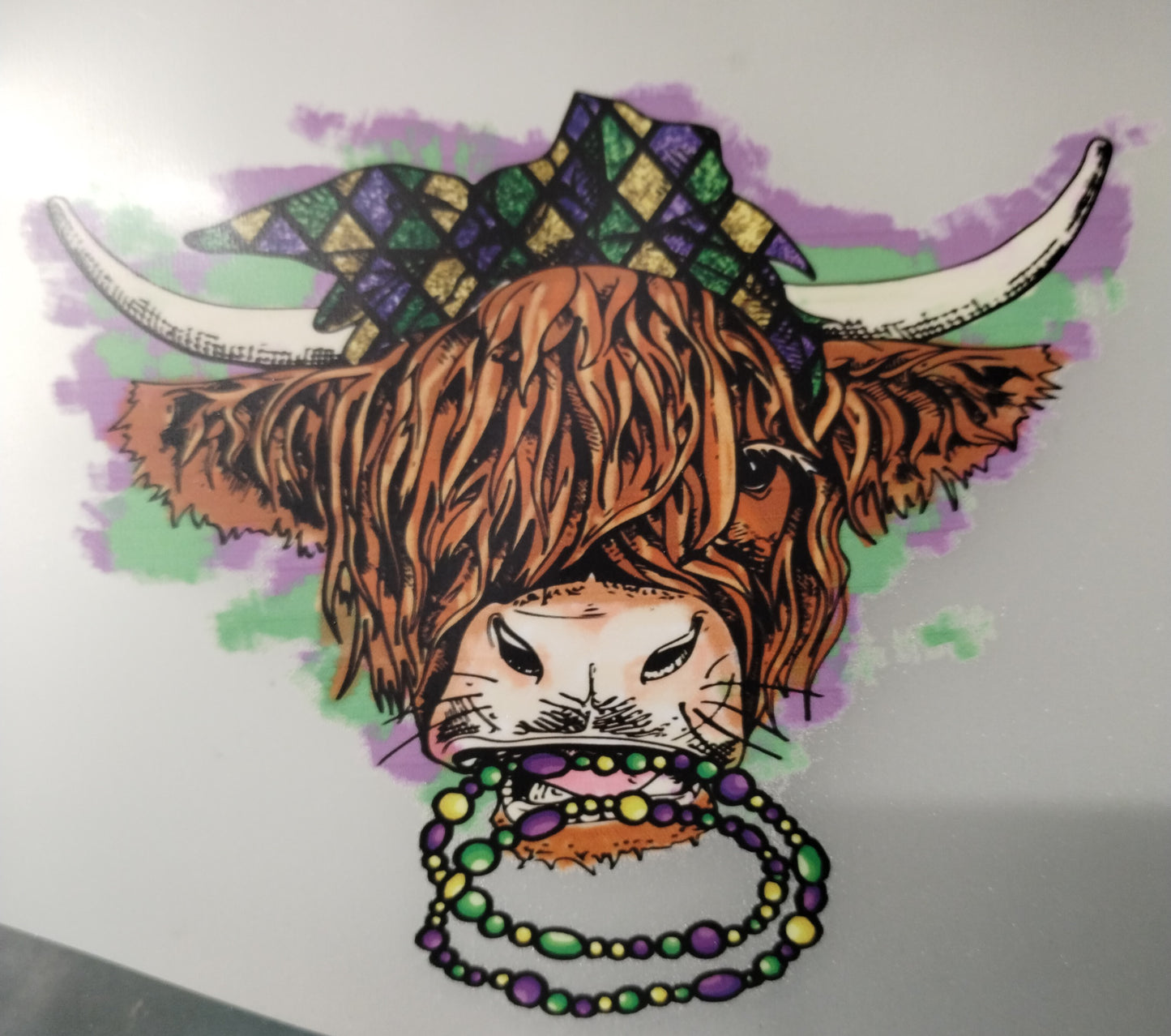 Highland Cow Mardi Gras Transfer