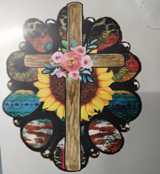 Sunflower Cross Transfer