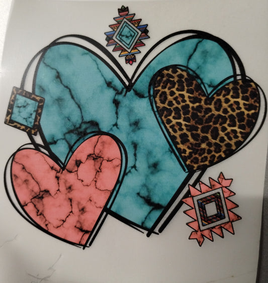 Pastel Leopard Hearts Transfer