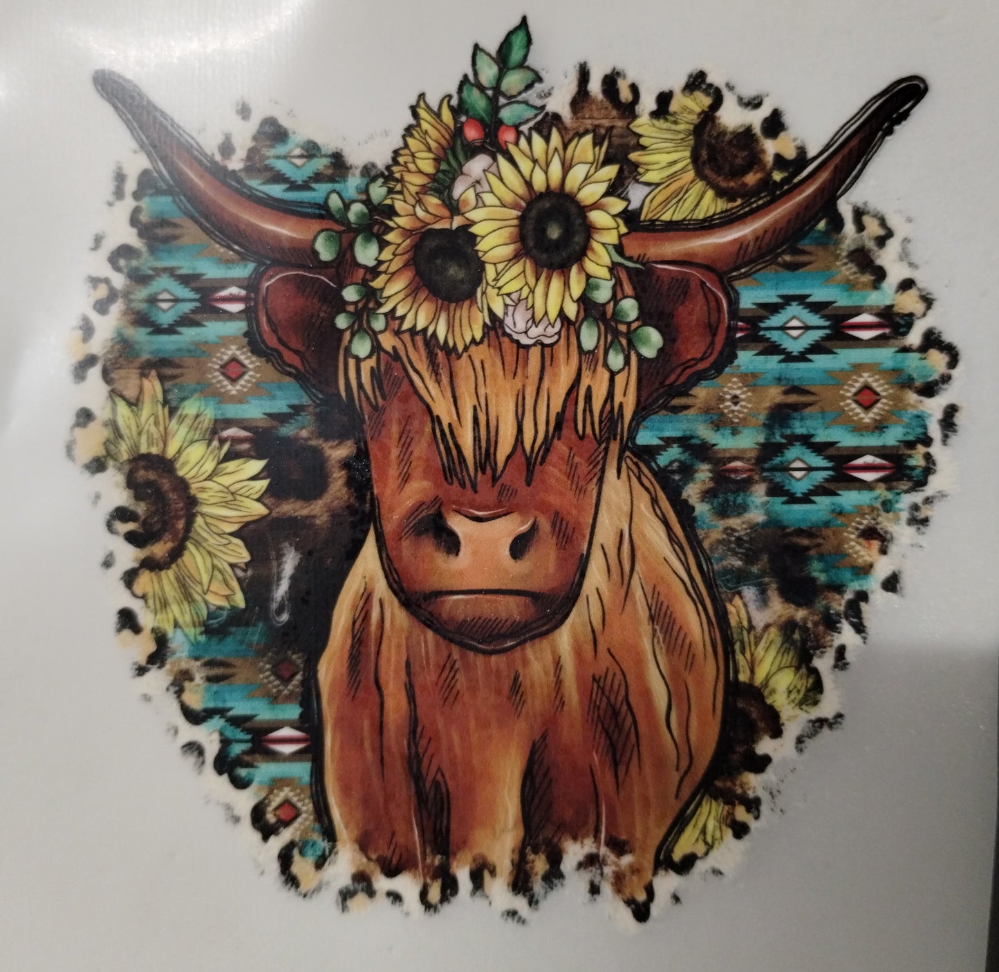 Sunflower Highland Cow Transfer